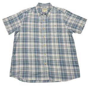 North River Outfitters Short Sleeve Button Shirt Blue Plaid Men’s Size XL